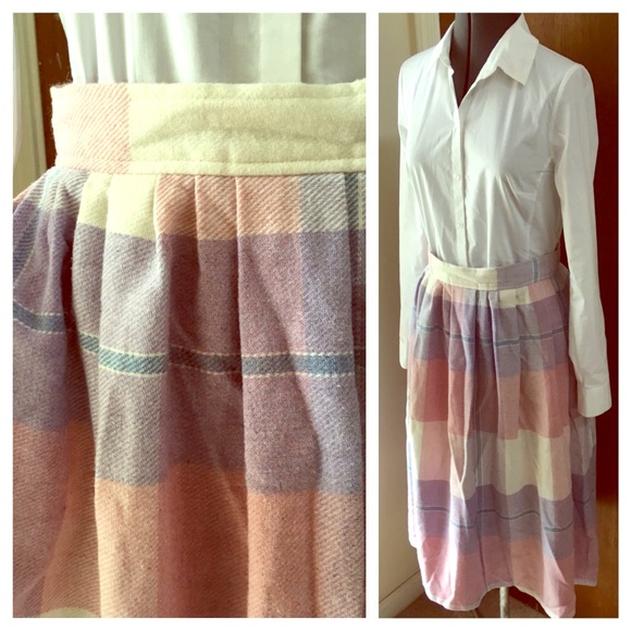 Vintage Dresses & Skirts - Perfectly pastel plaid skirt